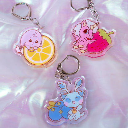 Neopets Baby Fruit Acrylic Keychains - Kacheek, Aisha, Uni