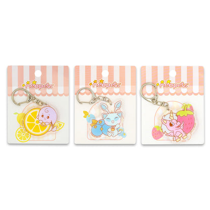 Neopets Baby Fruit Acrylic Keychains - Kacheek, Aisha, Uni