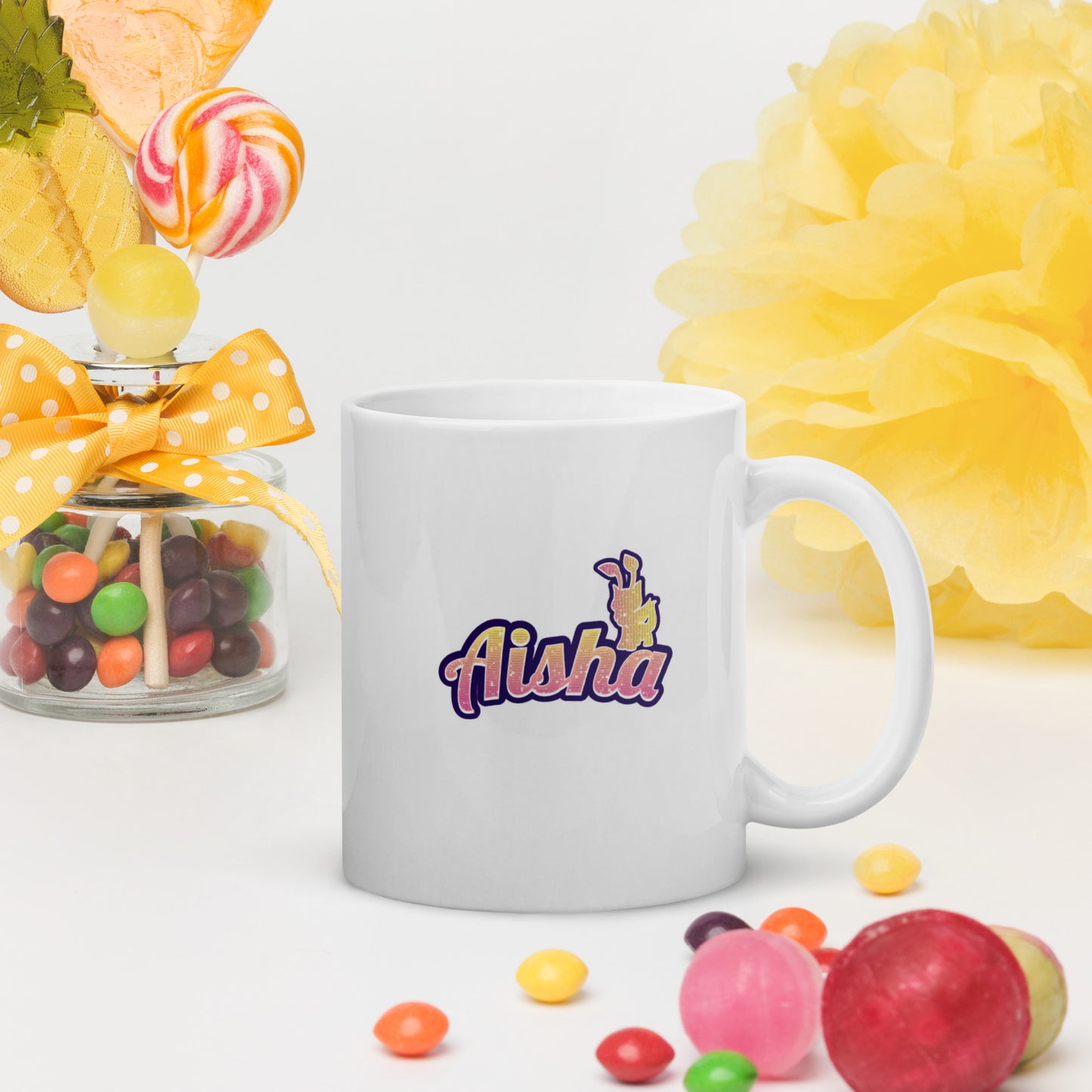 Neopets 25th Anniversary Aisha White Glossy Mug